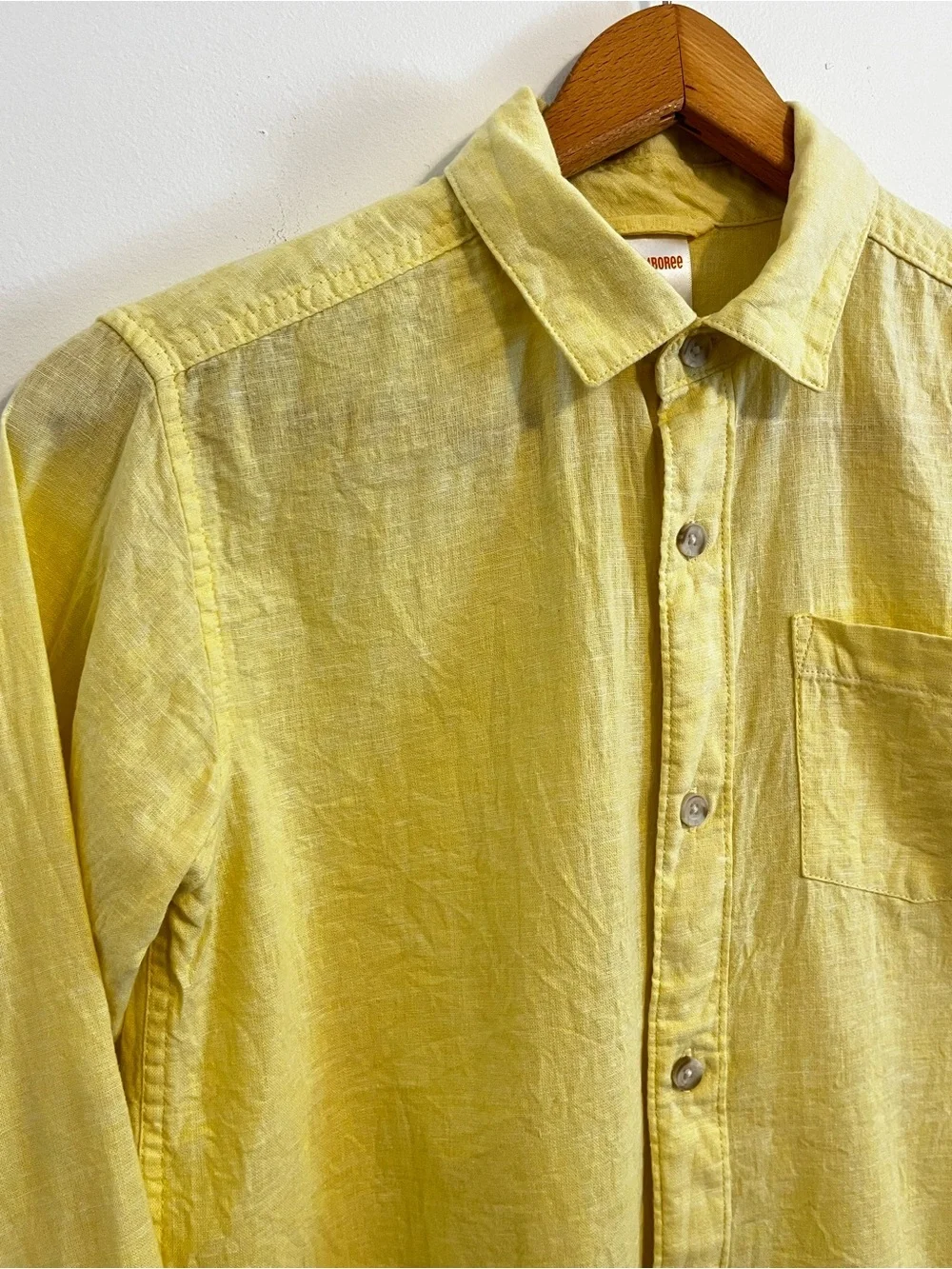 Gymboree Linen Cotton Button Down Shirt Long Sleeve Yellow Boys 12 Classic Prep